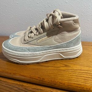 Reebok Tan and Gray Platform Sneakers